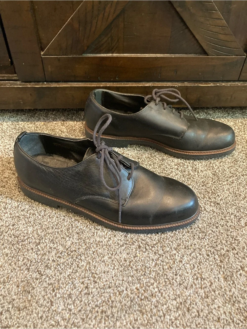 Vintage Mario DeGerard Black Leather Derby Shoes Made in USA Men’s 8.5